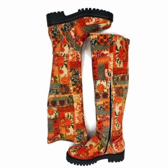 LAURA ASHLEY La Serina Boots Velvet Quilted Size 9 Orange by Aerosoles - Picture 10 of 16